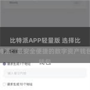 比特派APP轻量版 选择比特派：最安全便捷的数字资产钱包